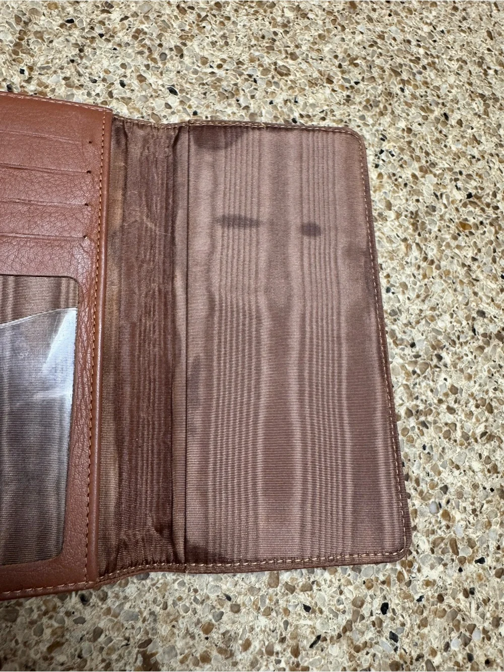 Brown Leather Travel Wallet with Dog Accent